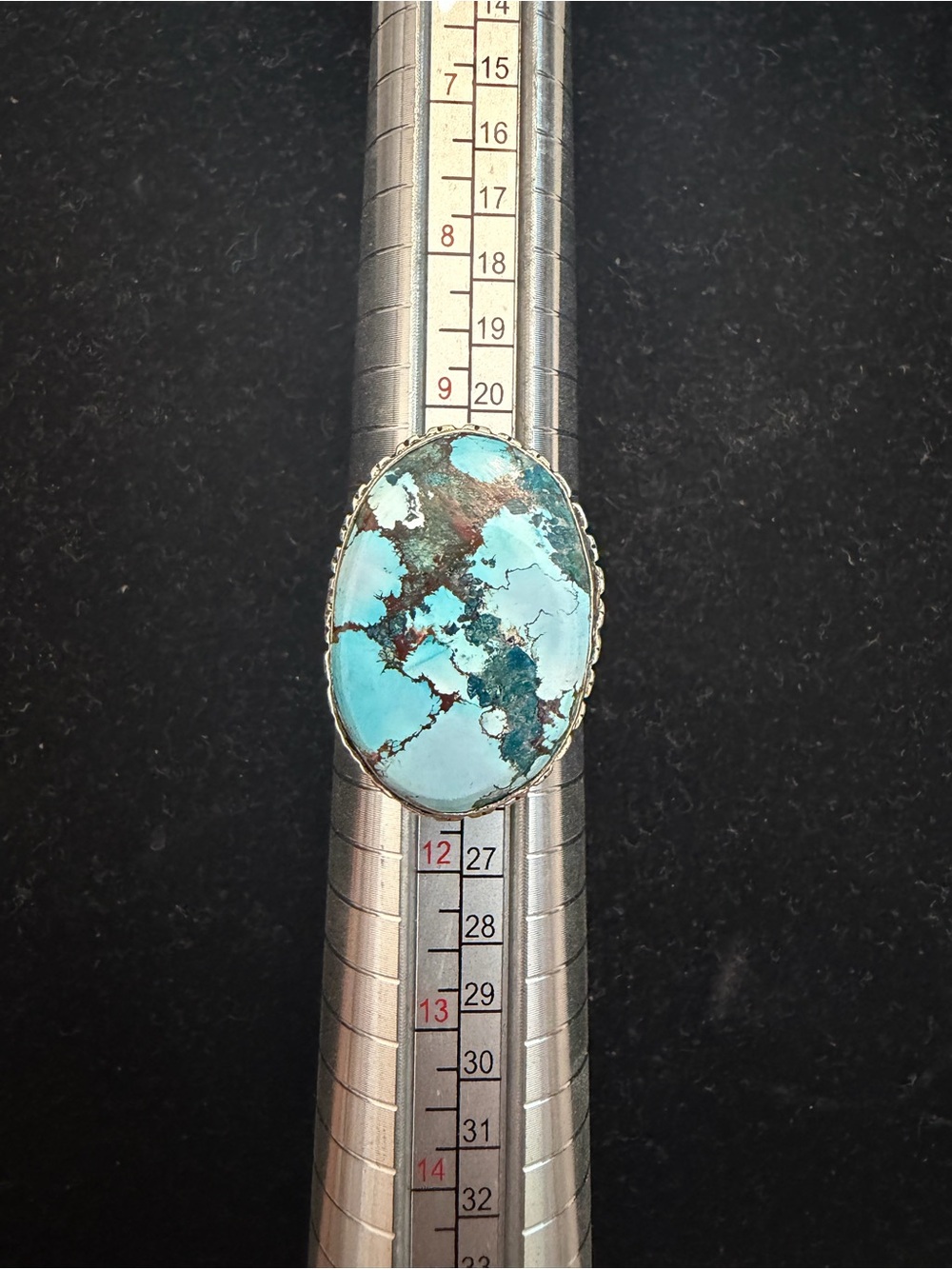 Sterling Silver Turquoise Oval Ring - Size 10.5